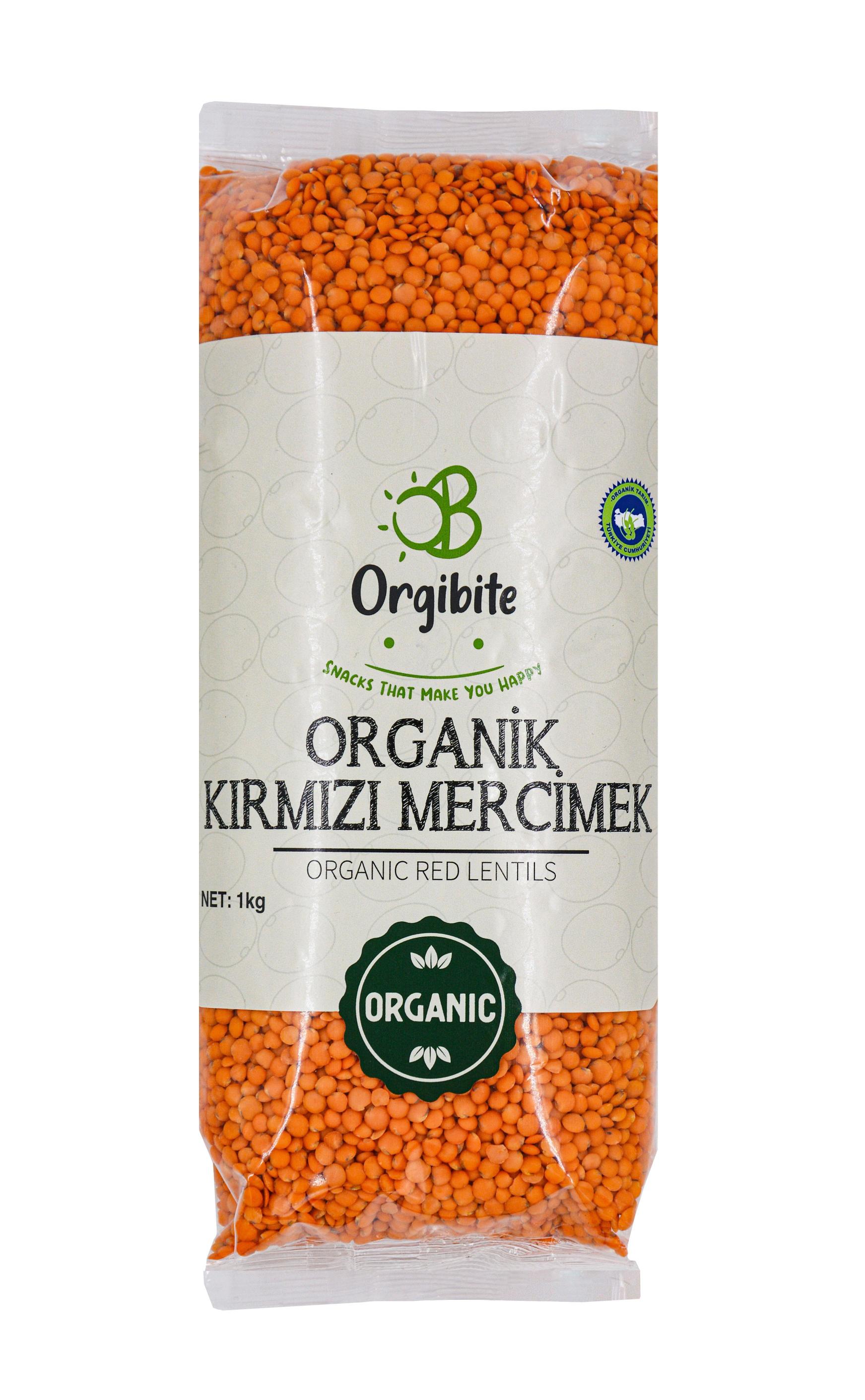 Orgibite Organik Kırmızı Mercimek 1 Kg Paket