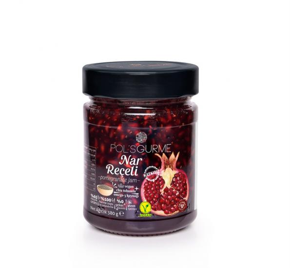 Pol’s Gurme Nar Reçeli Şeker İlavesiz, Chia Tohumlu, %65 Meyve Oranlı 380 gr